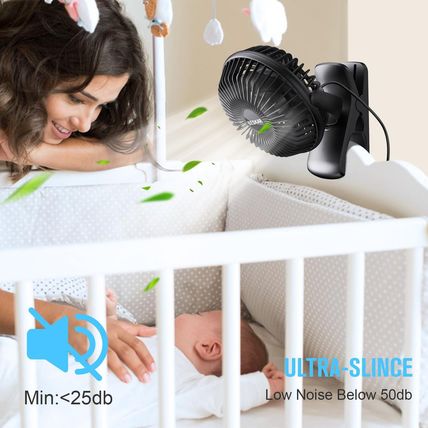 BESKAR Small Clip on Fan, 3 Speeds USB Fans with Strong Airflow, Clip & Desk Fan