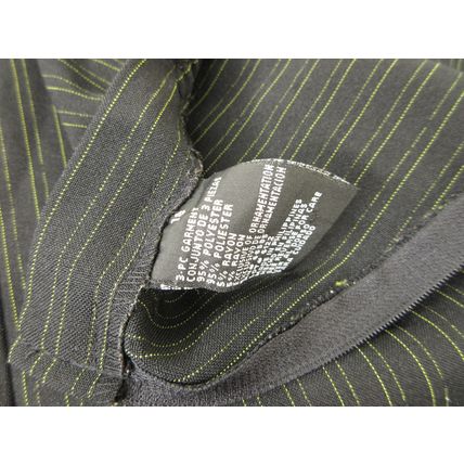 Perceptions New York 3-Piece Pants Vest Suit Green Black Striped Business Sz 18