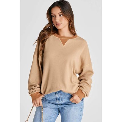 Smoke Gray Thermal Pullover Loose Sweatshirt