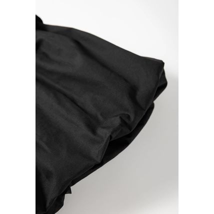 Black Ruffled Puff Short Sleeve Loose Blouse