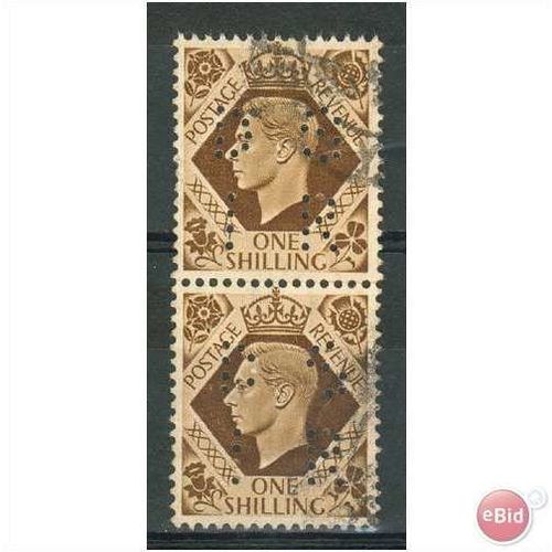 GB stamps 1937-47 KGV1 - 1/- SG475 perfins x 2 lot 1