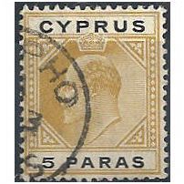 Cyprus 1908 SG60 5 Paras Bistre & Black.Fine Used.
