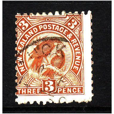 NEW ZEALAND 1899 SG261 YELLOW BROWN 3d SACRED HULA BIRDS FINE USED
