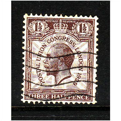 GREAT BRITAIN 1929 PUC SG 436 1 1/2d BROWN FINE USED #2