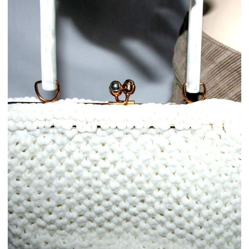 New Vintage 1960 Hand Made Creamy White Hand Bag