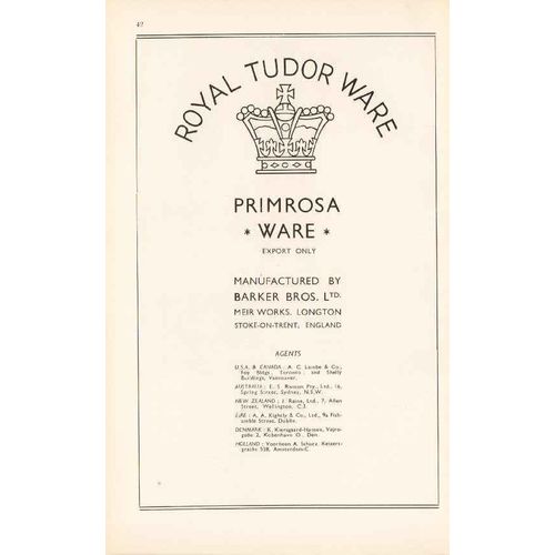 barker brothers ltd 1947 royal tudor ware primrosa pottery vintage ad