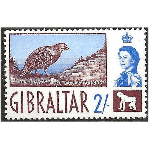 Gibraltar 1960 SG170 2/- Chocolate & Ultramarine Mounted Mint . ..