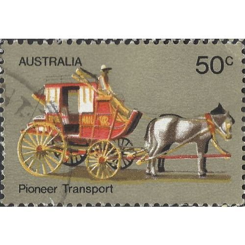 AUSTRALIA, ROAD, Pioneer Horse-drawn Coach, light brown 1972, 50c, #2