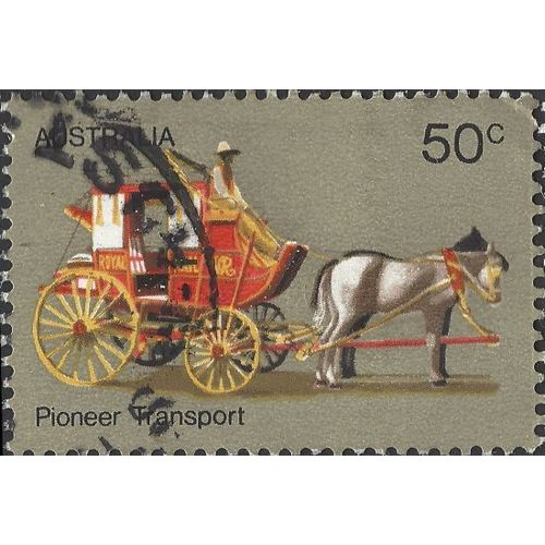 AUSTRALIA, ROAD, Pioneer Horse-drawn Coach, light brown 1972, 50c, #3