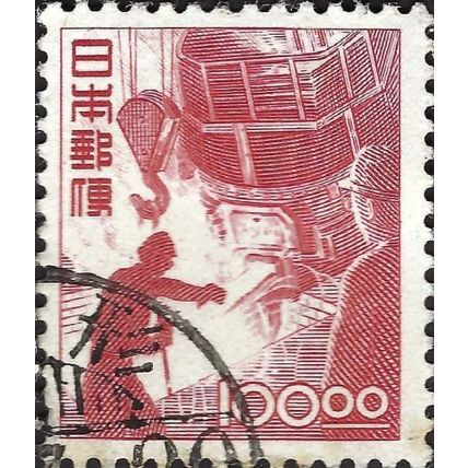 JAPAN, Steelmaking, red-brown 1952, 100¥, #3