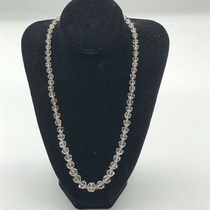 Vintage Necklace Czech Dome Bead Faceted Crystal Lead Glass Bohemian 1930's