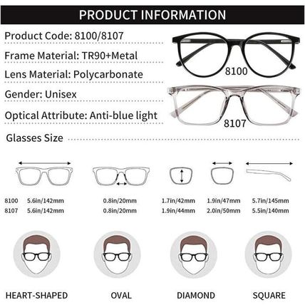 2 Pack Unisex Blue Light Blocking Glasses-PC/Gaming/TV/Phone-BLACK/CLEAR-N  EW
