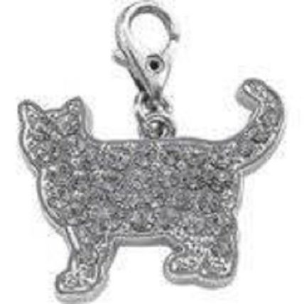 CAT CLIP ON PINK OR CLEAR AUSTRIAN CRYSTAL CHARM great birthday gift
