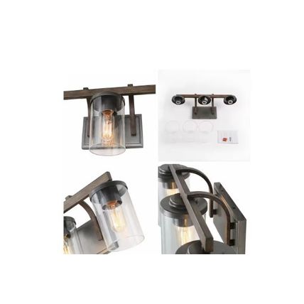 LNC Weyland Farmhouse 20 in. 3-Light Rust Black Bathroom Bar Vanity Light