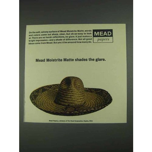 1967 Mead Moistrite Matte Paper Ad - Shades the Glare