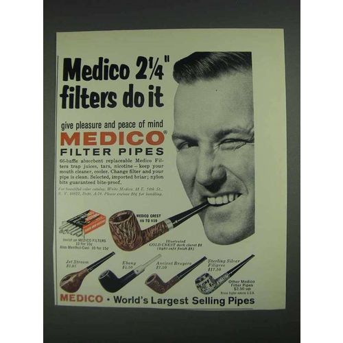 1967 Medico Pipes Ad - Gold Crest, Jet Stream, Ebony