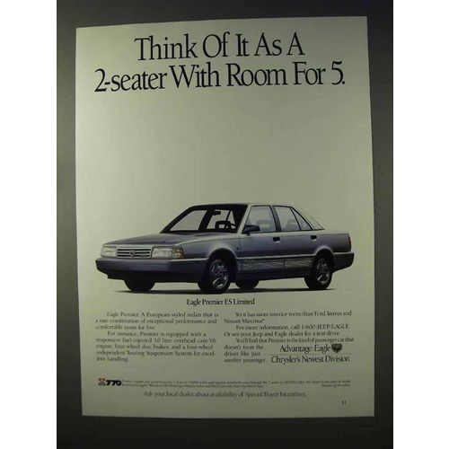 1990 Eagle Premier ES Limited Car Ad - Room for 5