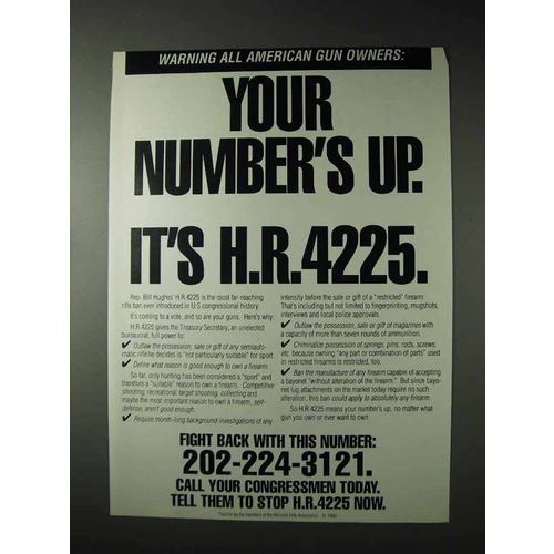 1990 NRA National Rifle Association Ad - Number's Up