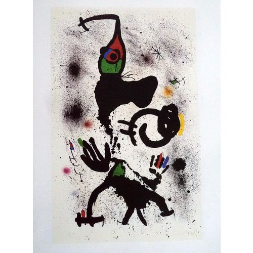Original Miro Vintage Print Sponge Diver surrealist abstract modern art plate