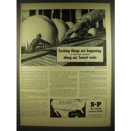 1944 Southern Pacific Railroad Ad - Exciting things are happening in Texas