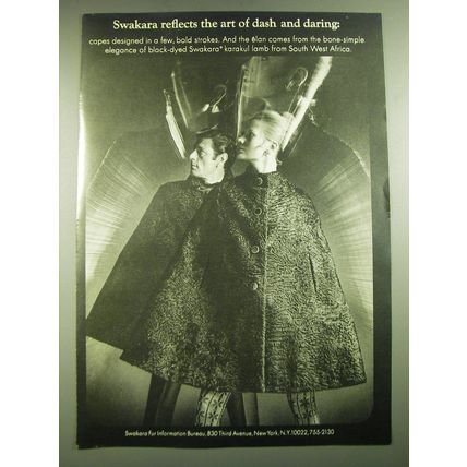 1968 Swakara Karakul Lamb Capes Ad - Swakara reflects the art of dash and daring