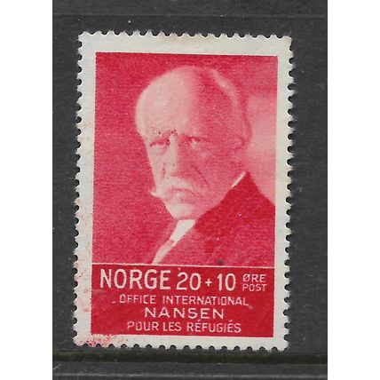 NORWAY 1935 NANSEN REFUGEE FUND 20 ORE + 10 ORE RED DR NANSEN SG237 M / MINT