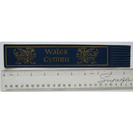 Vintage: blue leather bookmark - Wales Cymru