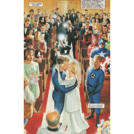 The Fantastic Four Reed Sue Wedding Marvel Comic Book Postcard
