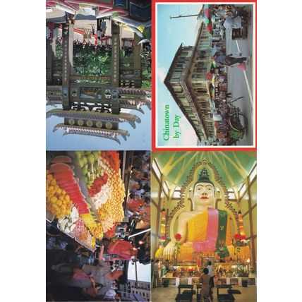 Singapore Chinatown Tiger Balm Garden Fruit Market Stall 4x Postcard s