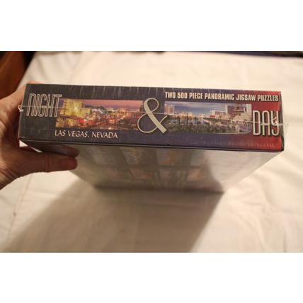 NIGHT & DAY LAS VEGAS, NEVADA 2-500 PIECE PANORAMIC PUZZLES MOSTLY SEALED
