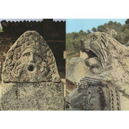 Glanum Horrified Lion & Face Possibly Roman Statue 2x Postcard s