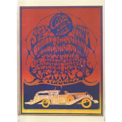 Cosmic Car Show 1960s Hippy Trippy Psychedelic Transport Postcard