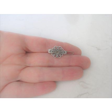 Extra tiny small silver or black metal hair pin clip barrette (set of two)