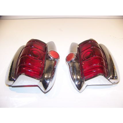 1949 PLYMOUTH TAILLIGHT LENSES & BEZELS OEM GLASS