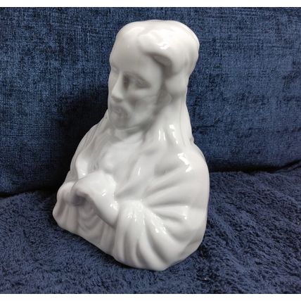 Joseph And Blessed Virgin Mary Glazed White WBI Figurines Ceramic - Vintage
