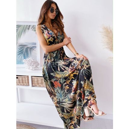 Dress Ladies Party V Neck Sundress Women Flowers Dresses Sleeveless