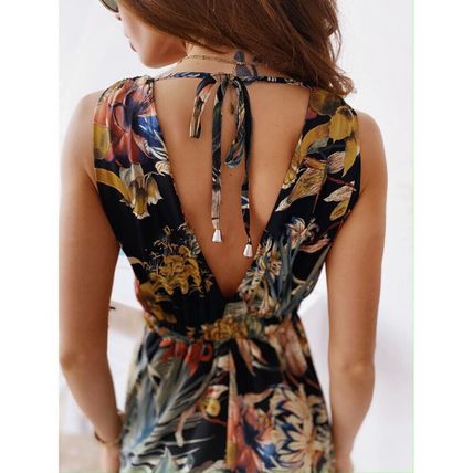 Dress Ladies Party V Neck Sundress Women Flowers Dresses Sleeveless