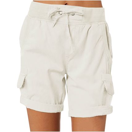 Womens High Waist Cargo Shorts Ladies Casual Loose Cotton Summer Pants Shorts