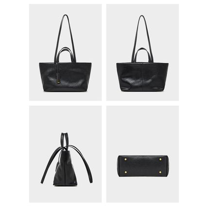 Women Genuine Leather Tote Purse Shoulder Bag Black