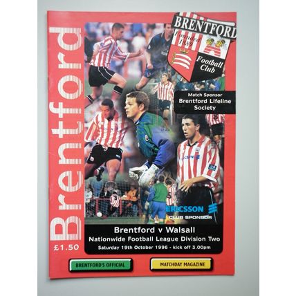 BRENTFORD v WALSALL Div2 19/10/1996