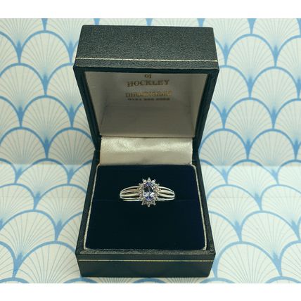 Vintage 925 Sterling Silver and Genuine Tanzanite and White Topaz Ring with Box