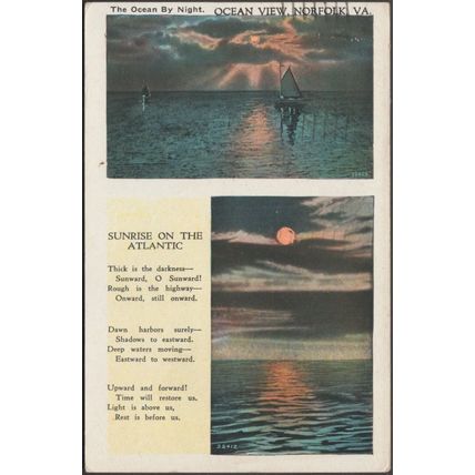 The Ocean By Night, Ocean View, Norfolk, Virginia, 1935 - Postcard