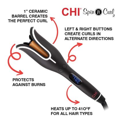 CHI Spin N Curl, Curling Iron for Healthy & Shiny Effortless Curls & Waves, Prov