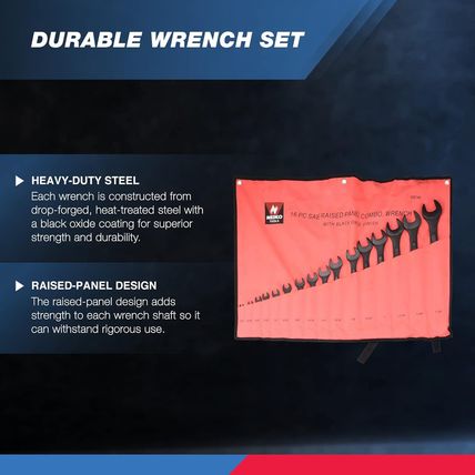 Neiko 03574A Jumbo Combination Wrench Set | 16 Piece | SAE | 1/4” to 1-1/4” | Ra