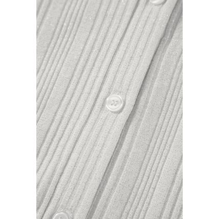 White Solid Color Ribbed Button up Tunic Cardigan