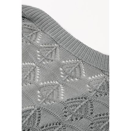 Gray Lightweight Buttoned Front Crochet Cardigan