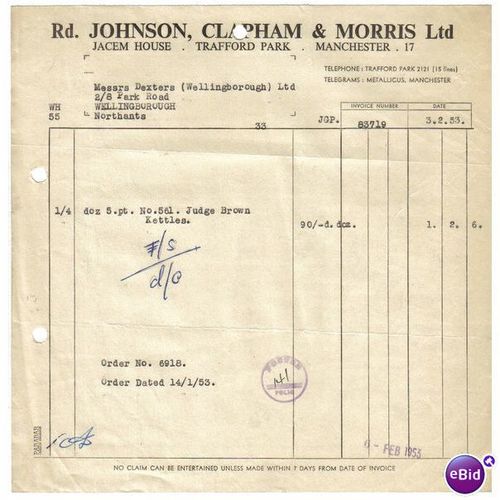 1953 RD JOHNSON,CLAPHAM & MORRIS LTD MANCHESTER 83719