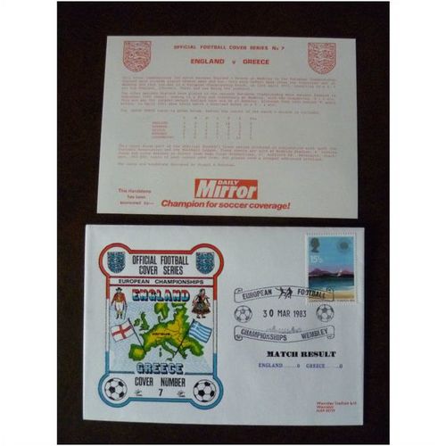 1983 England v Greece Dawn Football Cover 7 European Championships Wembley map