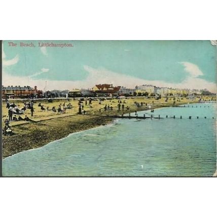 Littlehampton, W Sussex - Beach - postcard by ES - local pmk 1909
