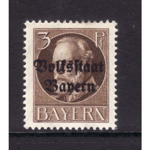 GERMANY BAVARIA 1919 SG 231 3pf BROWN OPT'D M / MINT #6